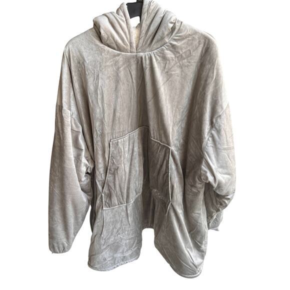 THE COMFY gray/green velveteen fleece lined stadium hoodie NWOT OSFM  to 5X - Picture 1 of 7